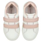 Girls White & Pink Logo Trainers, 1, hi-res