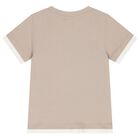 Boys Beige & White Logo T-Shirt, 1, hi-res