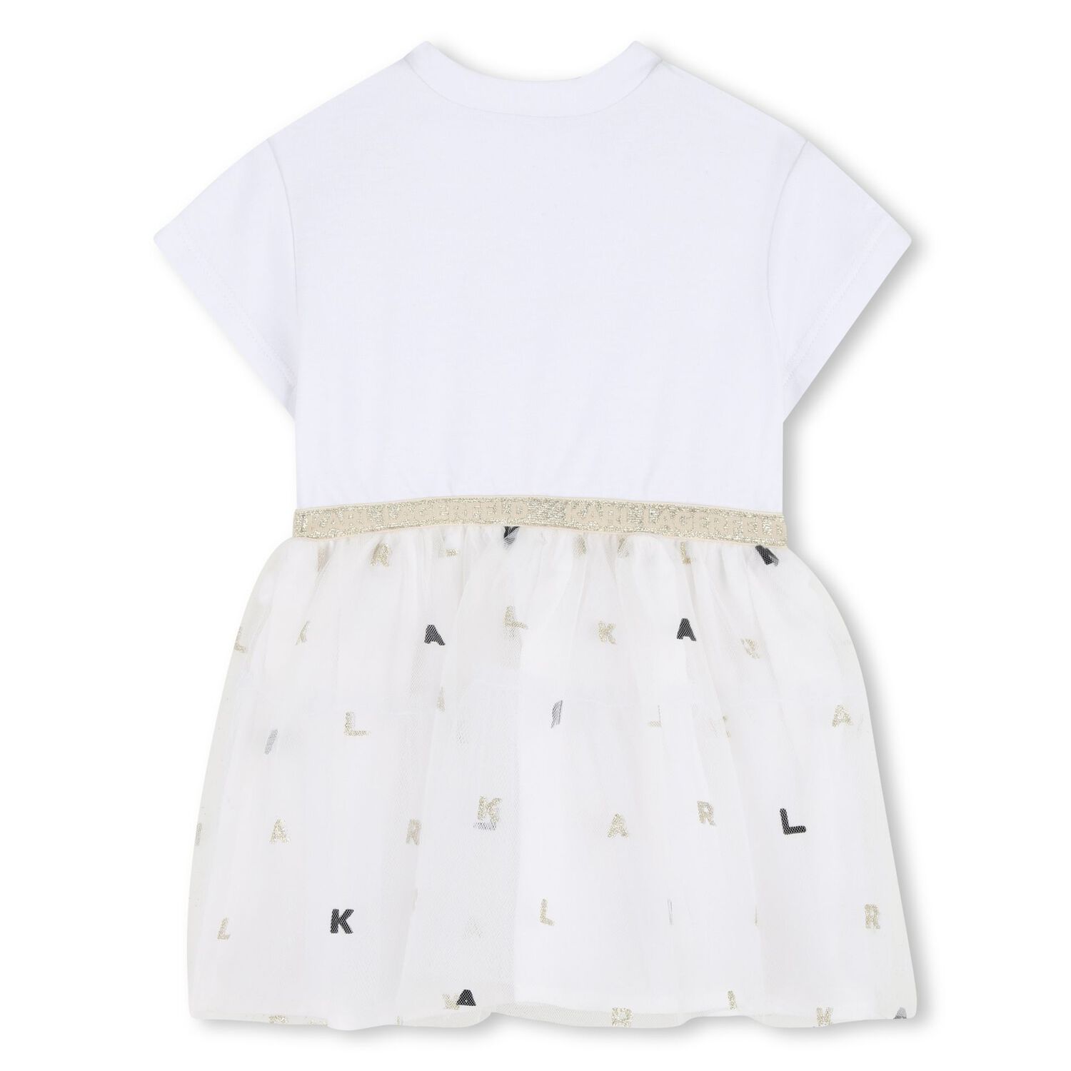 Baby Girls White Logo Tulle Dress, 1, hi-res