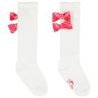 Girls White Bows Socks, 1, hi-res