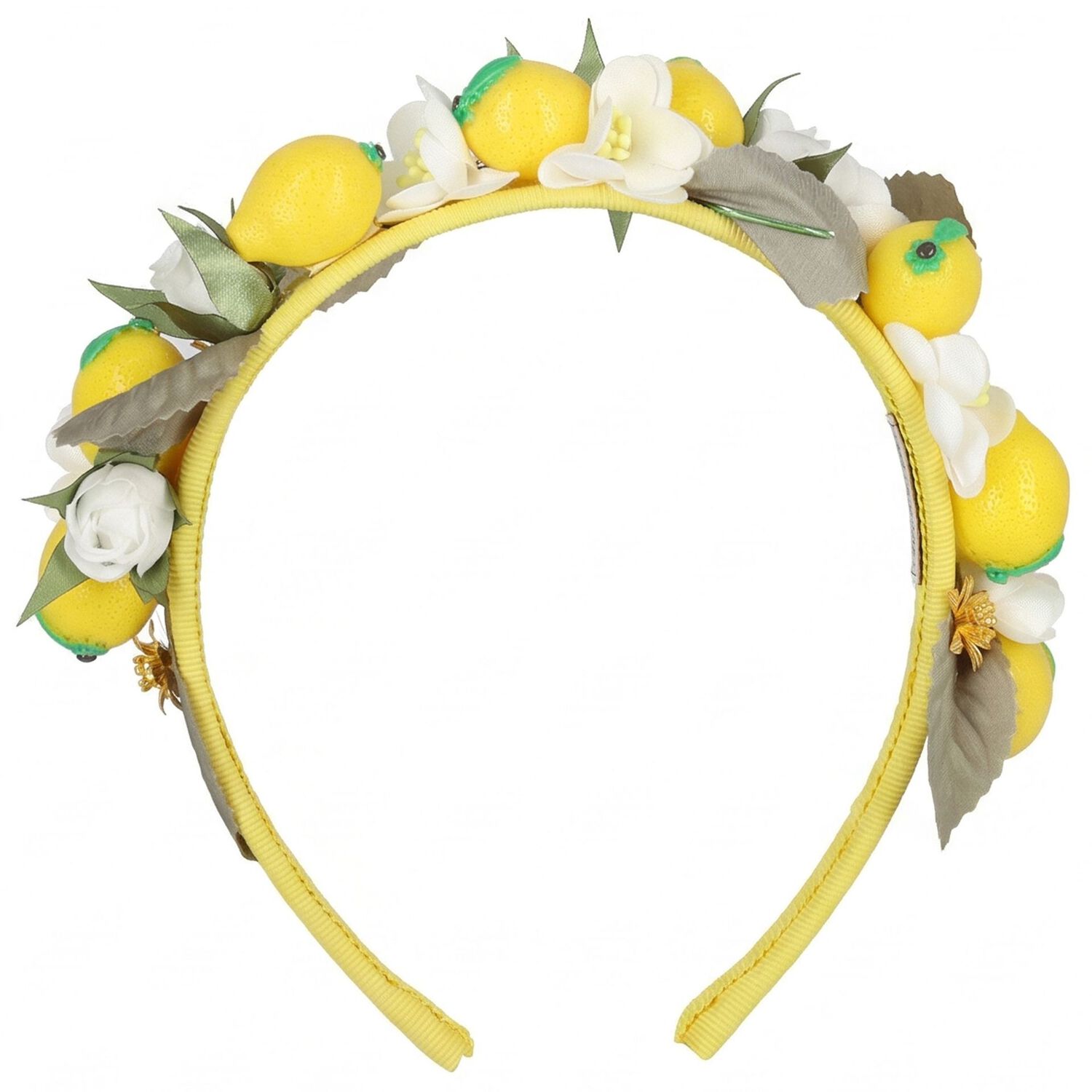 Girls Yellow Floral & Lemon Headband, 1, hi-res