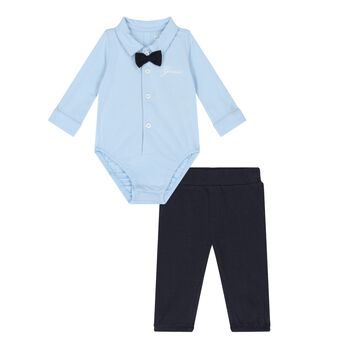 Baby Boys Blue & Navy Cotton Trouser Set