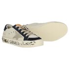 Ivory & Blue Logo Trainers, 1, hi-res