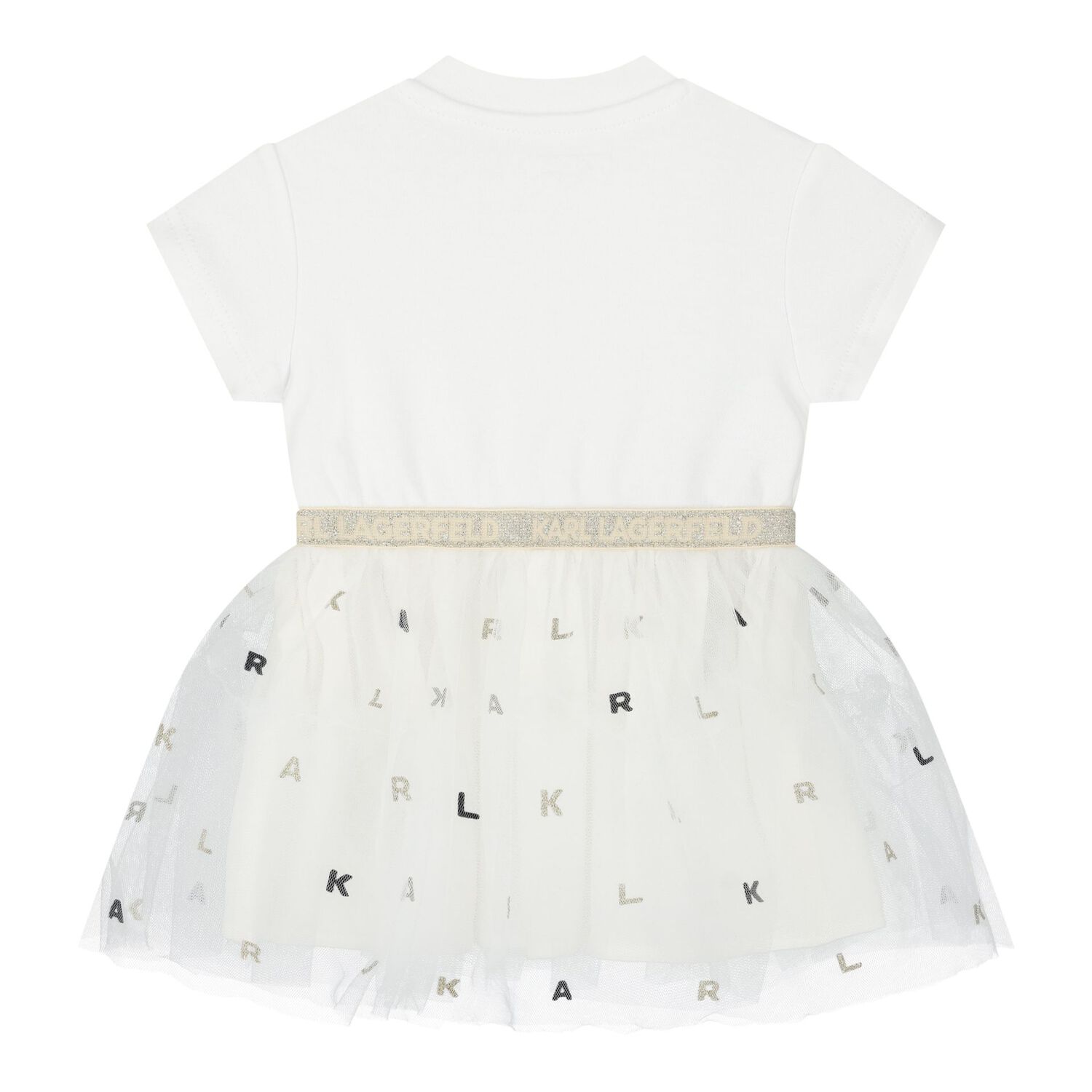 Baby Girls White Logo Tulle Dress, 1, hi-res