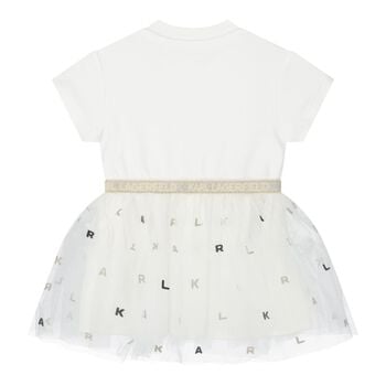Baby Girls White Logo Tulle Dress