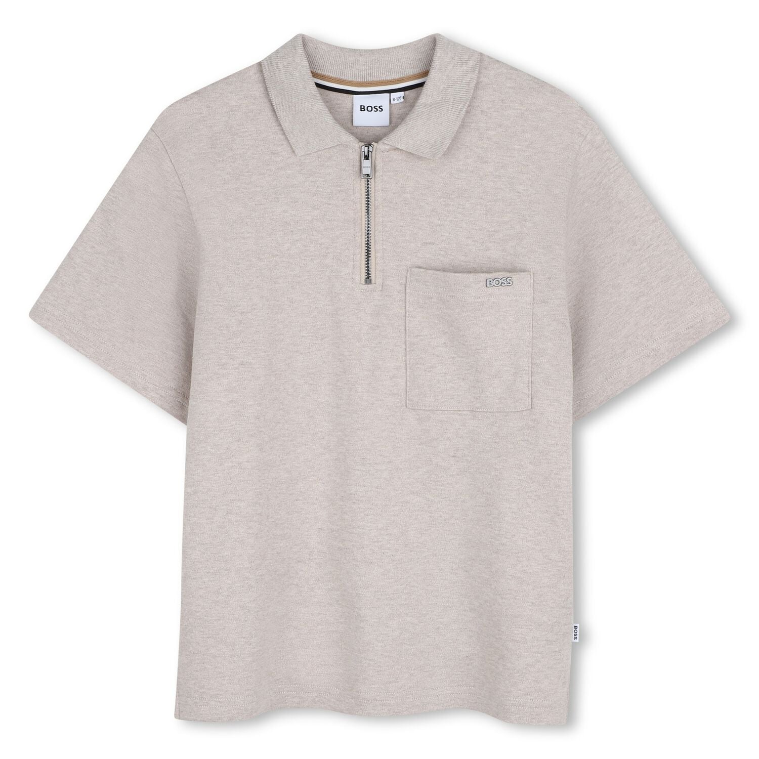 Boys Beige Logo Polo Shirt, 1, hi-res
