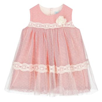 Younger Girls Ivory & Red Tulle Dress