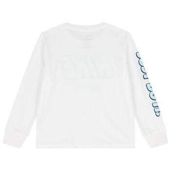 Boys White Logo Long Sleeve Top
