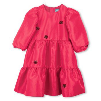 Girls Pink Flower Tiered Dress