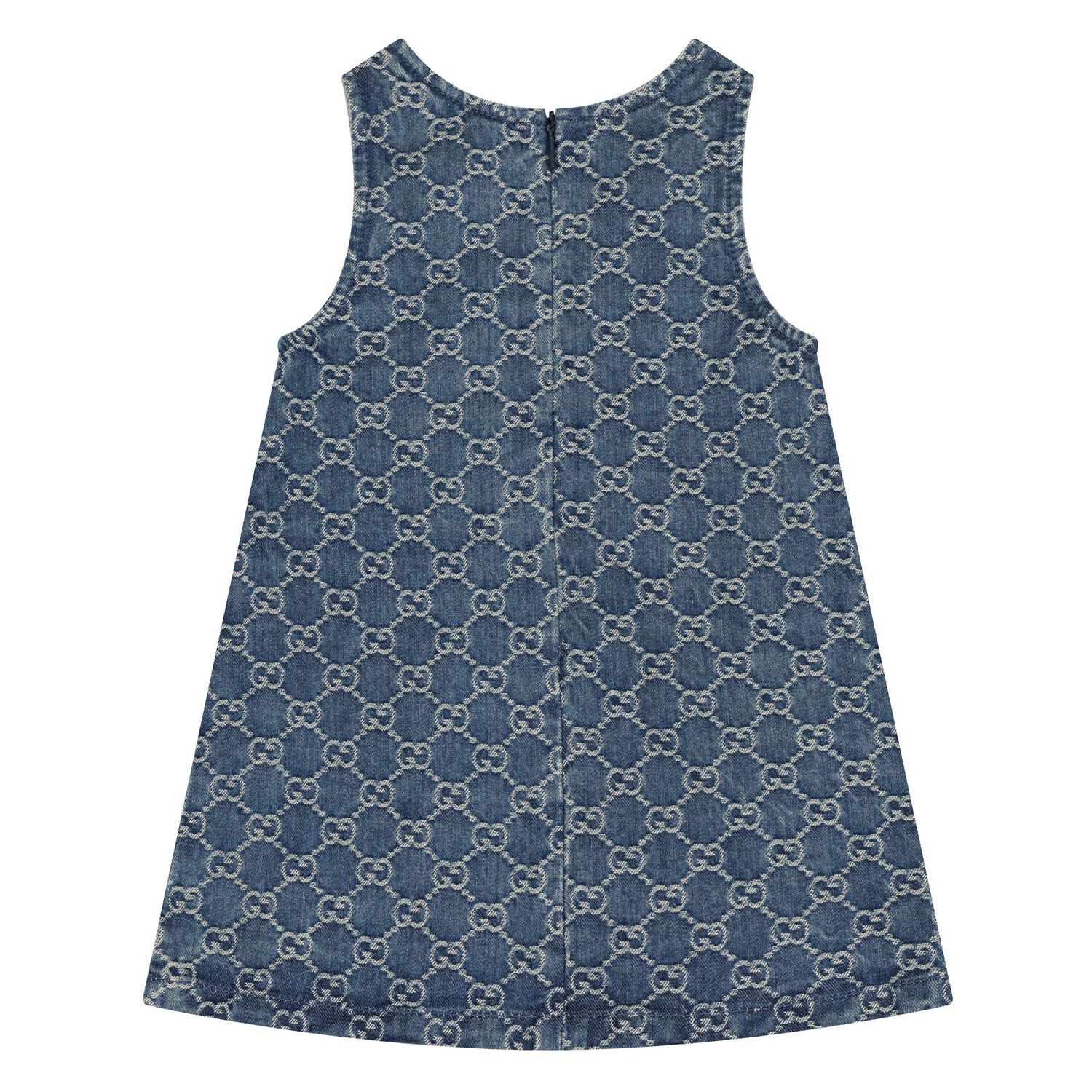 Younger Girls Denim Blue GG Dress, 1, hi-res