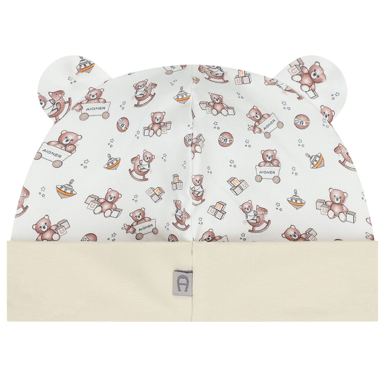 قبعة بشعار باللون البيج والأبيض, 1, hi-res