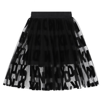 Girls Black Logo Tulle Skirt