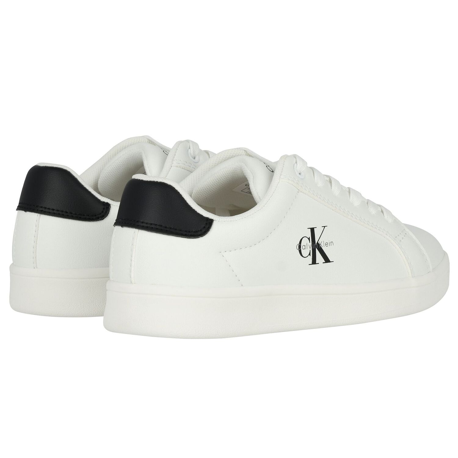 White & Black Logo Trainers, 2, hi-res