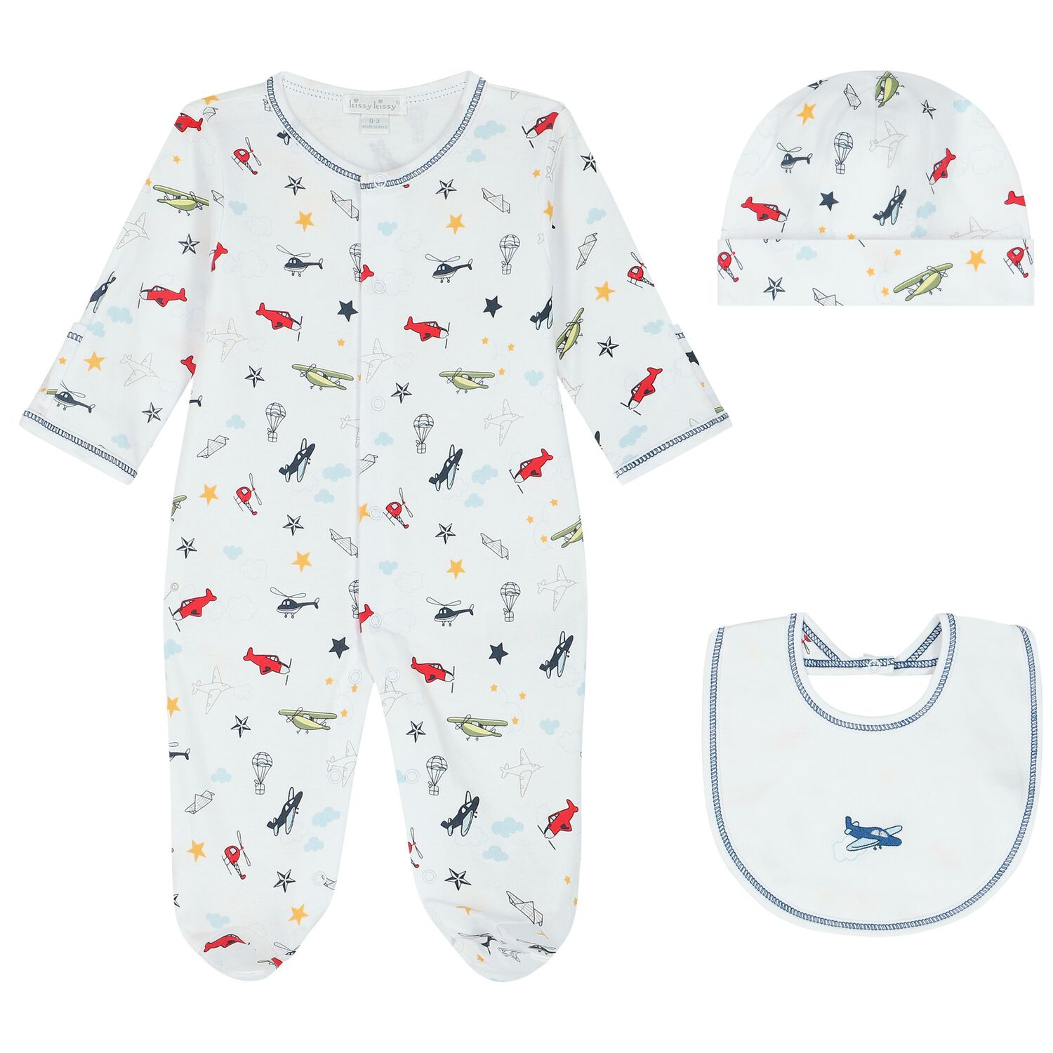 Kissy Kissy Baby Boys White Airplane Babygrow Gift Set Junior