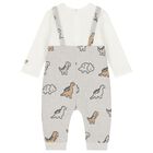 Baby Boys Grey & White Dinosaur Romper, 1, hi-res