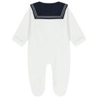 بدلة أطفال بيضاء وزرقاء داكنة بشعار, 1, hi-res