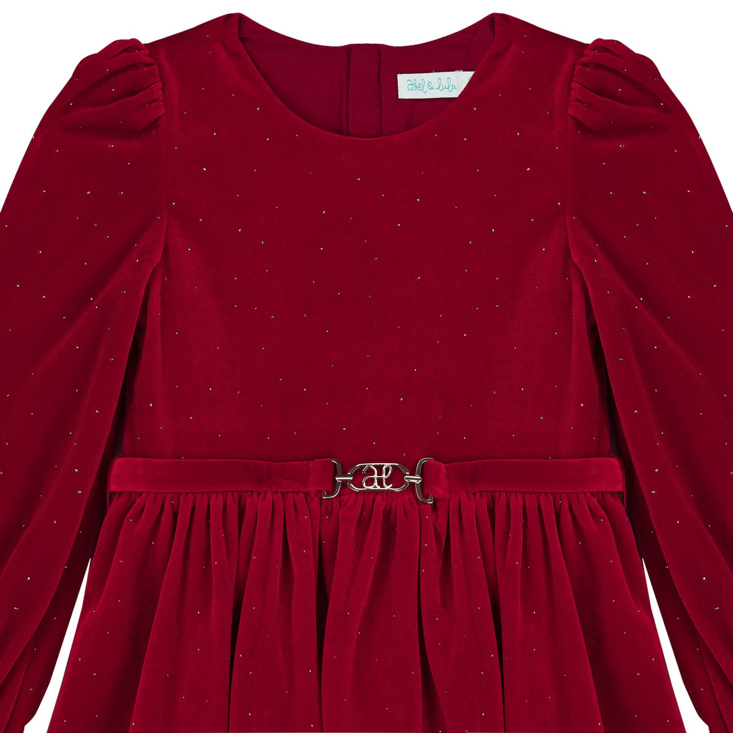 Girls Red Embellished Velvet Dress, 2, hi-res