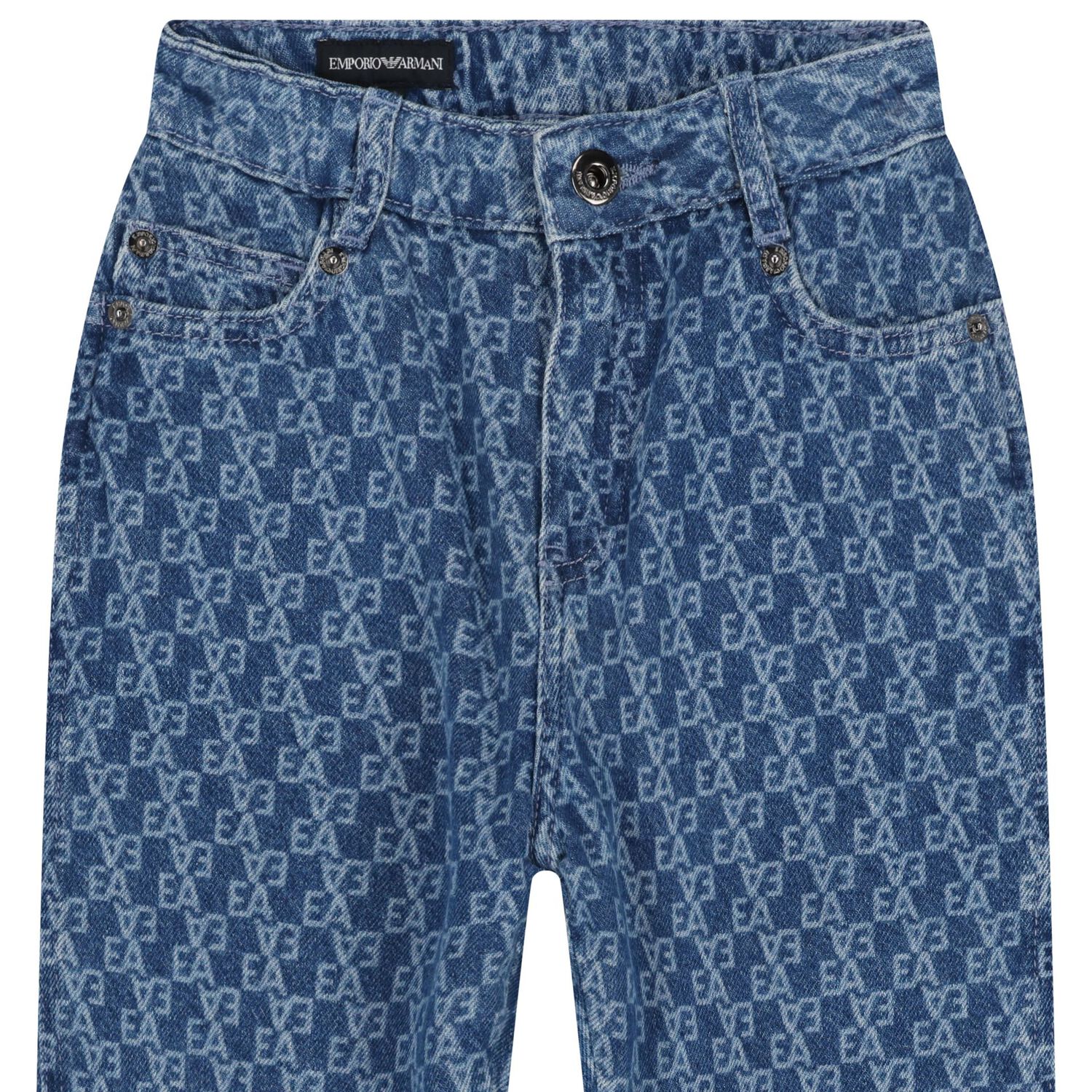 Boys Blue Denim Logo Jeans, 1, hi-res image number null