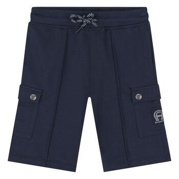 Younger Boys Navy Blue Logo Shorts