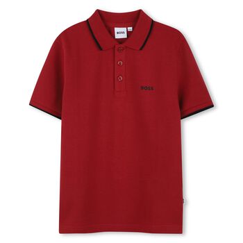 BOSS Boys Red Logo Polo Shirt, 2 Boys Red Logo Polo Shirt
