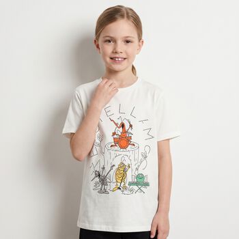 تيشيرت بشعار حشرة باللون العاجي للأولاد