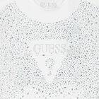 Girls White Logo Diamante T-Shirt, 1, hi-res