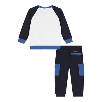 Baby Boys Navy Blue & White Teddy Bear Logo Tracksuit