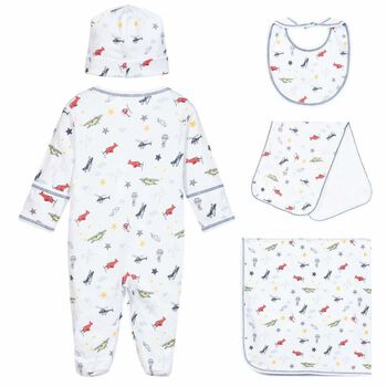 Baby Boys White Printed Gift Set