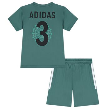 Green Marvel Logo Shorts Set
