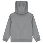 Boys Grey & Black Logo Hooded Zip Up Top , 2, hi-res