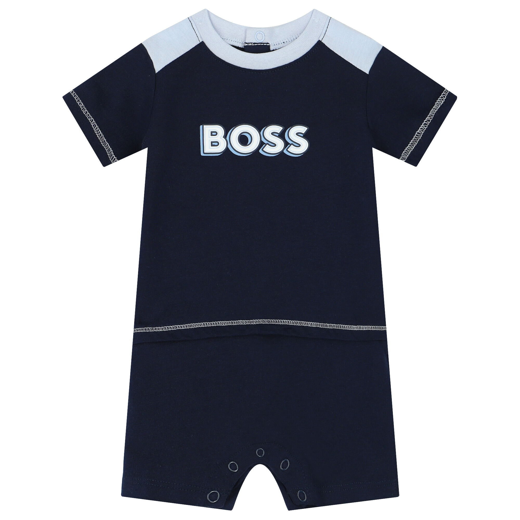 BOSS Baby Boys Navy Blue Logo Romper Junior Couture