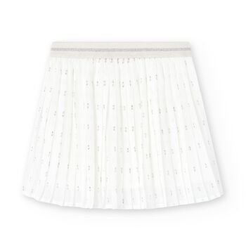 Girls Ivory Pleated Skirt
