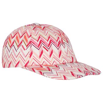 Girls White & Pink Zig Zag Cap