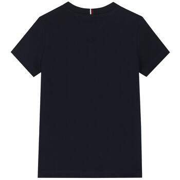 Boys Navy Logo Cotton T-Shirt