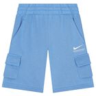 Boys Blue Logo Shorts, 2, hi-res
