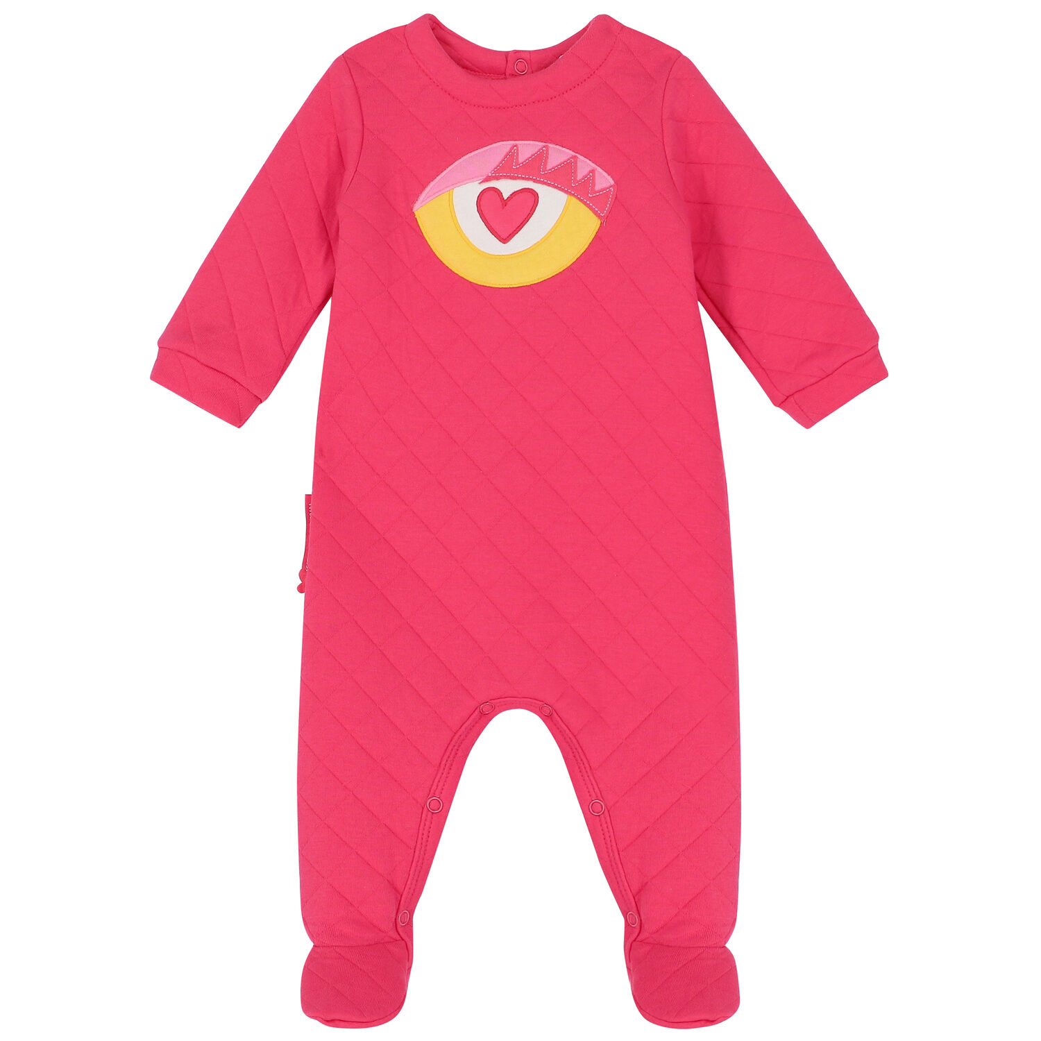 Baby Girls Pink Heart Babygrow, 1, hi-res