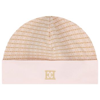 Baby Girls Pink & Beige Logo Hat