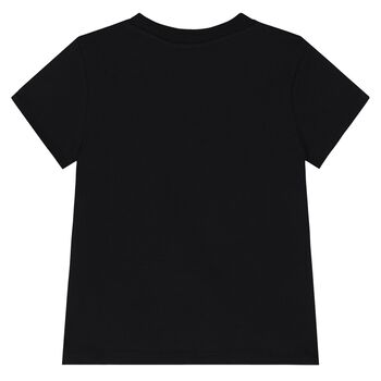 Girls Black Teddy Bear Logo T-Shirt