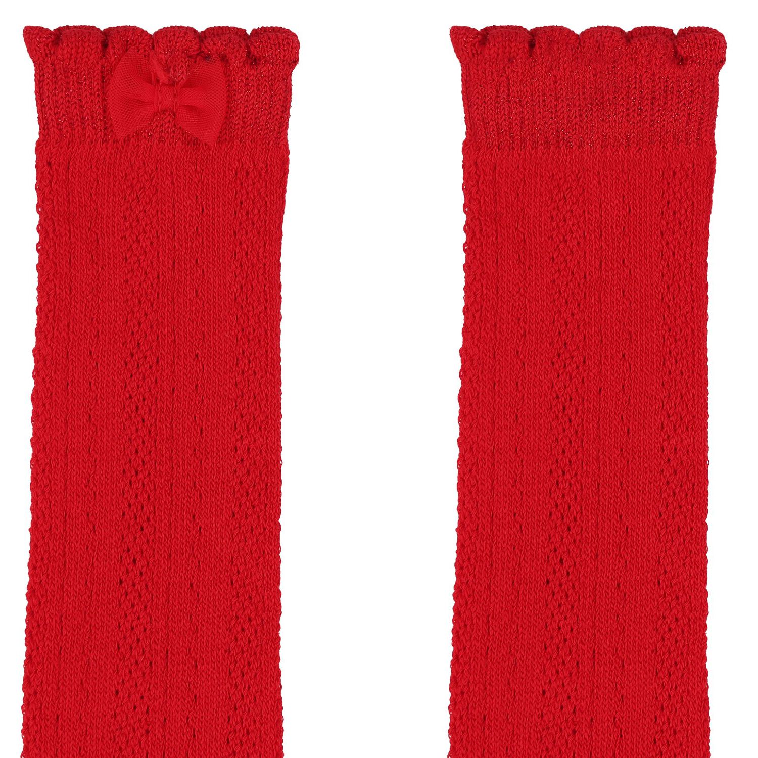 Girls Red Knitted Socks, 1, hi-res