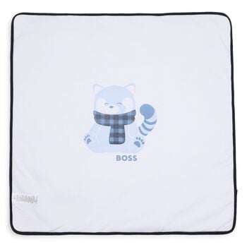 Baby Boys Blue & White Logo Blanket