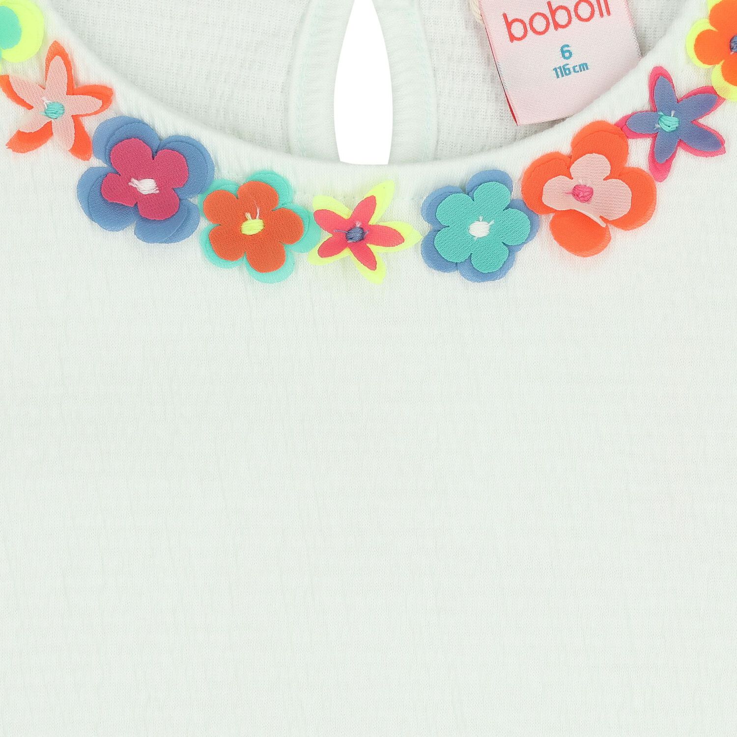 Girls White 3D Flower Sleeveless Top, 1, hi-res