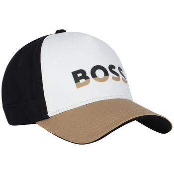 Boys Black, White & Beige Logo Cap