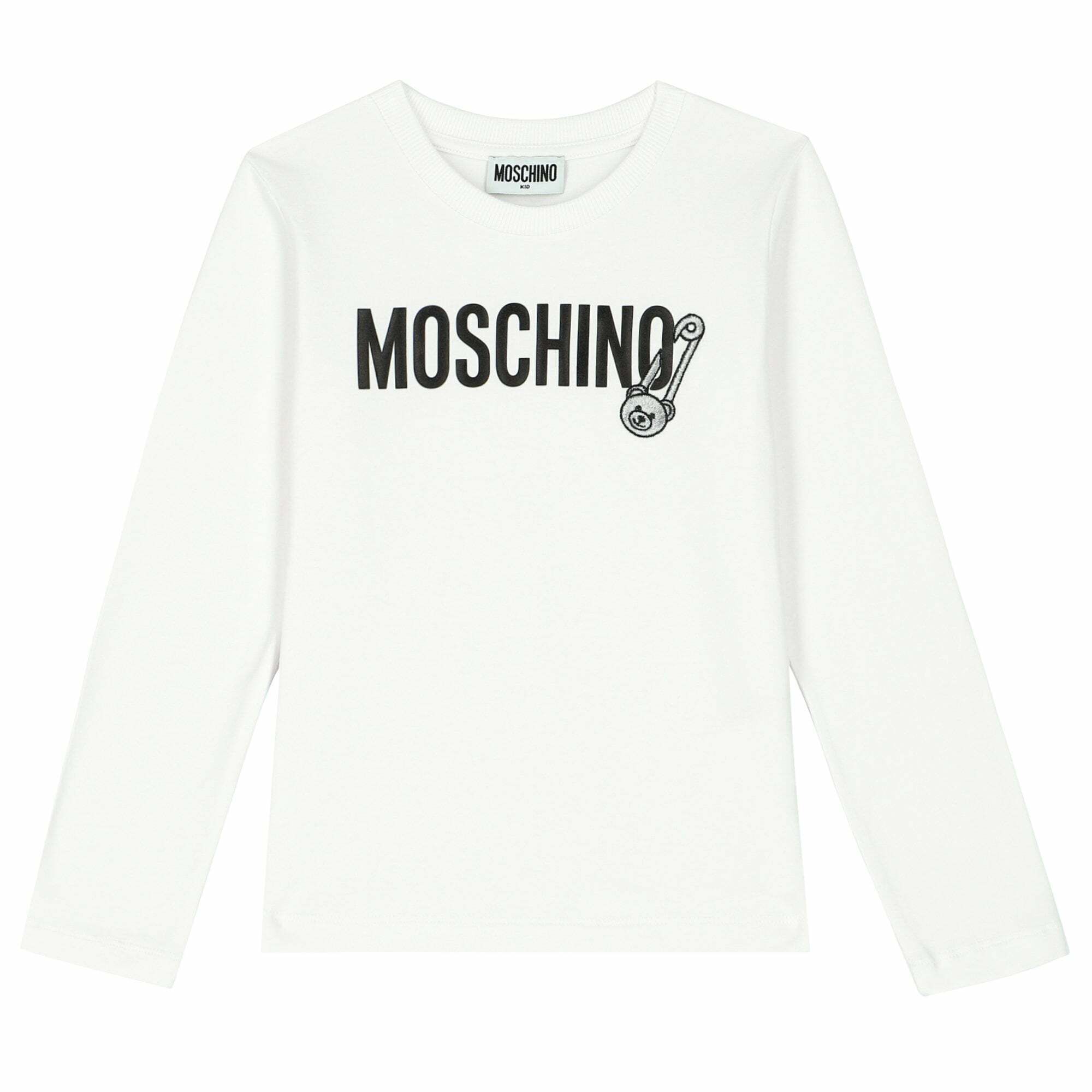 Moschino Girls White Logo Long Sleeve Top Junior Couture