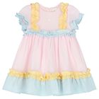 Younger Girls Seersucker Pink & Blue Dress, 1, hi-res