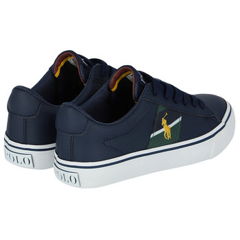 Boys Navy Logo Trainers