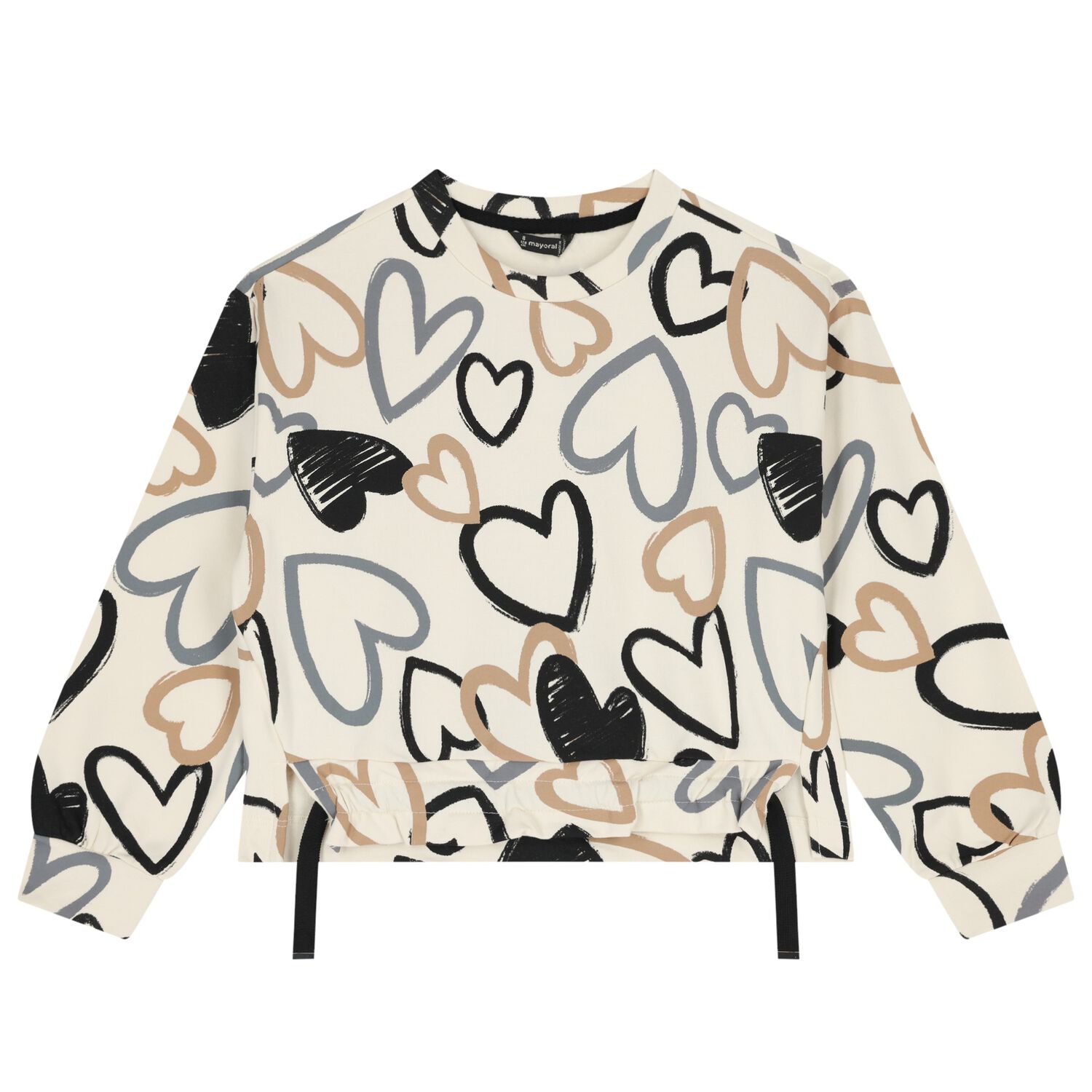 Girls Ivory Heart Sweatshirt, 1, hi-res