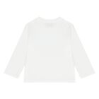 Younger Girls White Logo Long Sleeve Top, 1, hi-res