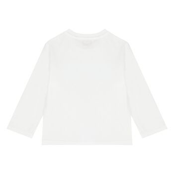 Younger Girls White Logo Long Sleeve Top