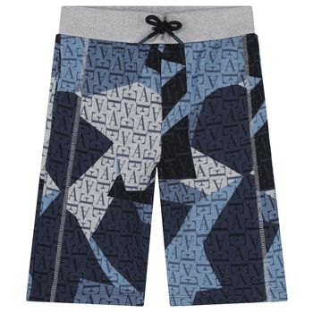 Boys Grey & Blue Logo Shorts