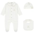 White & Beige Logo Babygrow Gift Set, 1, hi-res